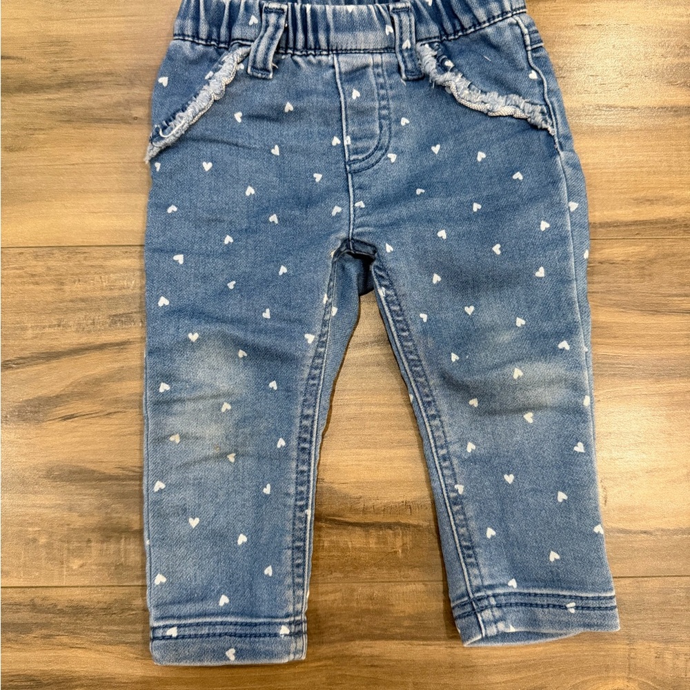 Blue Heart Print Kids Jeans